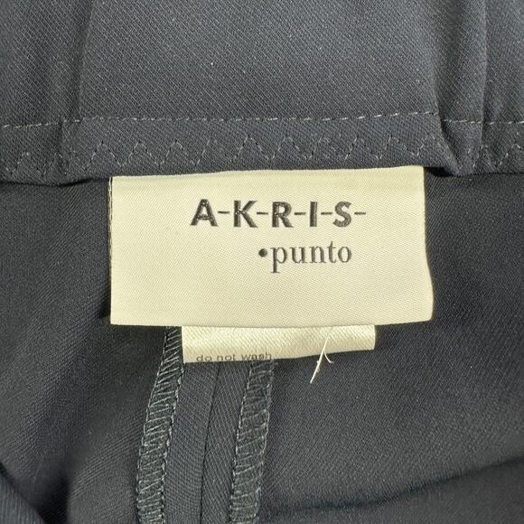 Akris Punto Pants Womens 12 Navy Blue Mike Split Hem Crepe Drawstring Minimalist - Picture 4 of 14